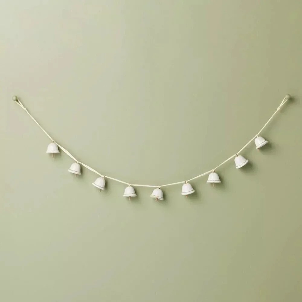 3.75' Ceramic Bell Christmas Garland Cream - Hearth & Hand Magnolia, Target 2023
